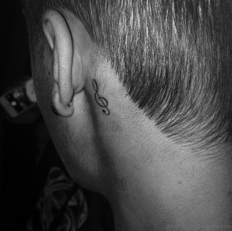 51 Good Looking Music Tattoos For Behind Ear