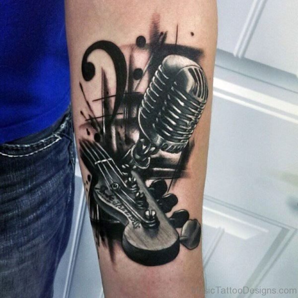Mic And Guitar Tattoo