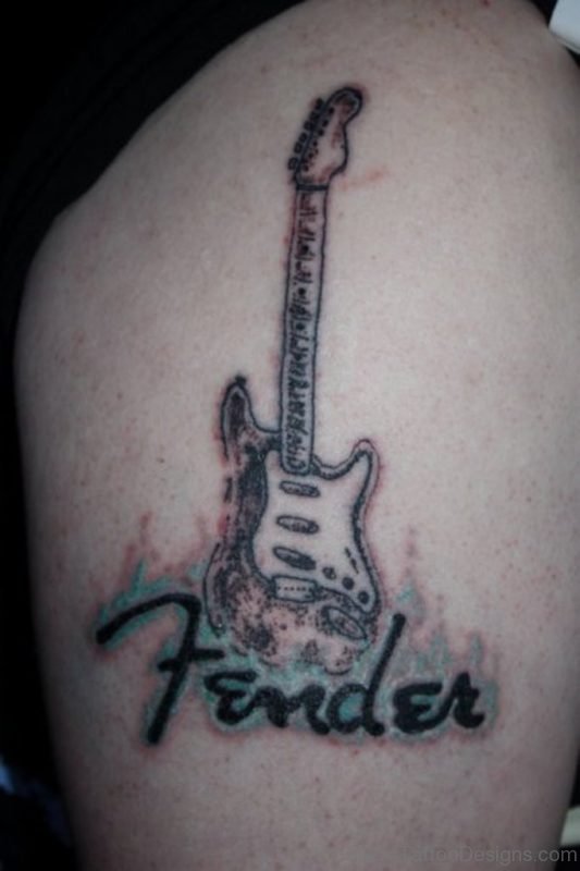 Name And Guitar Tattoo