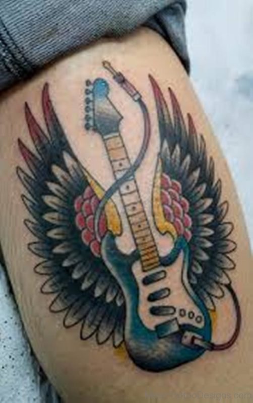 Winged Guitar Tattoo