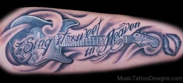 Wording And Guitar Tattoo