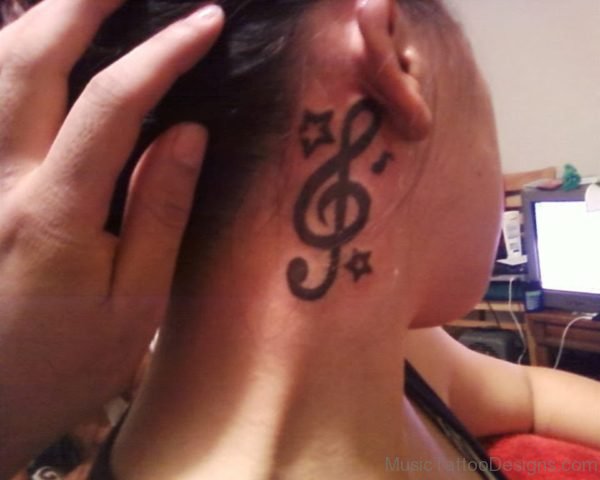 3D Star And Music Tattoo