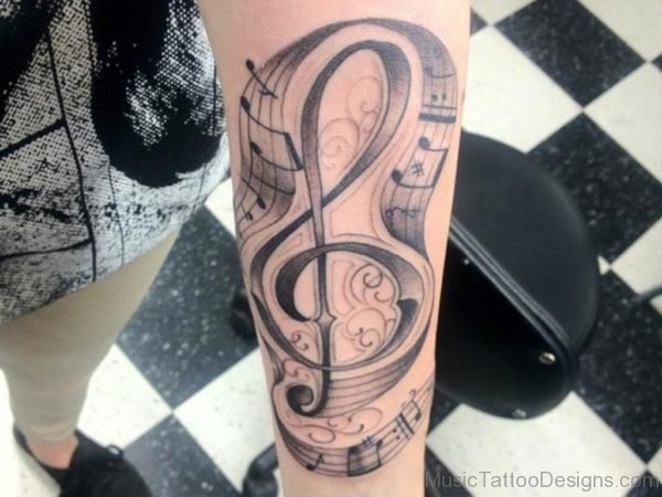 Amazing Music Tattoo On Arm For Boys