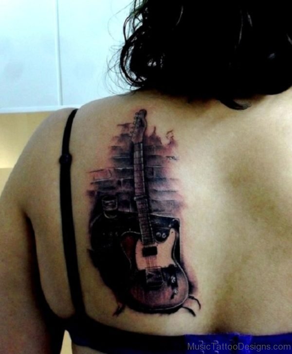 Attractive Guitar Tattoo 