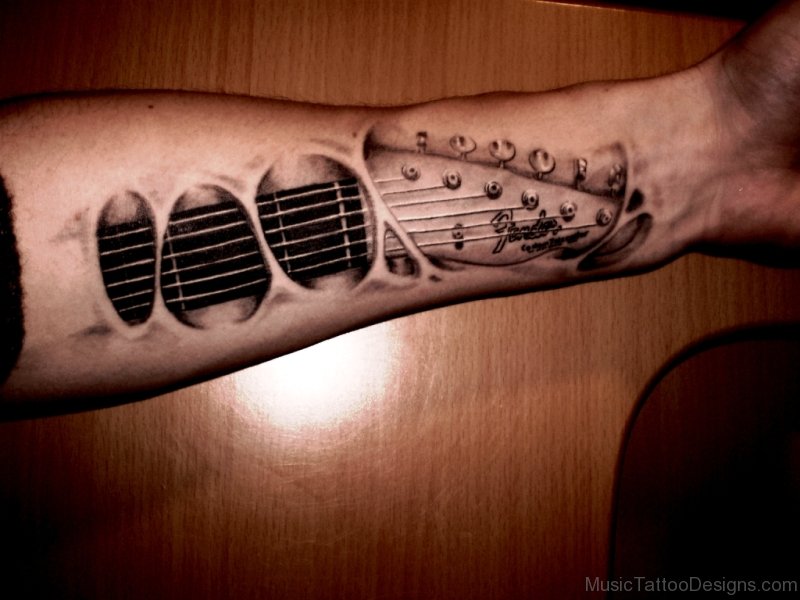 71 Music Guitar Tattoos For Arm