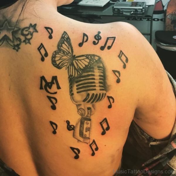 Awesome Music Note Tattoo on Back