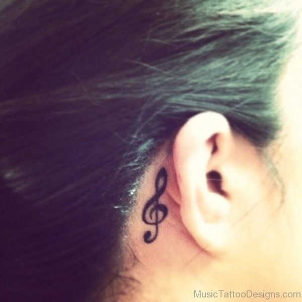 Awesome Music Notes Tattoo On Ear