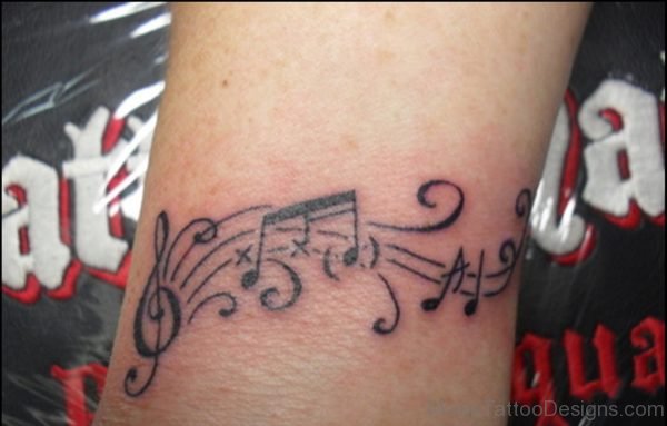 Awesome Music Notes Tattoo On Wrist 