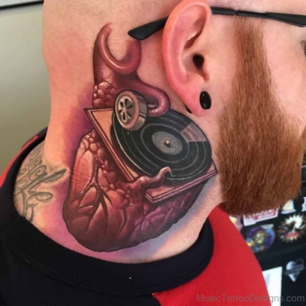 Awesome Music Tattoo On Neck