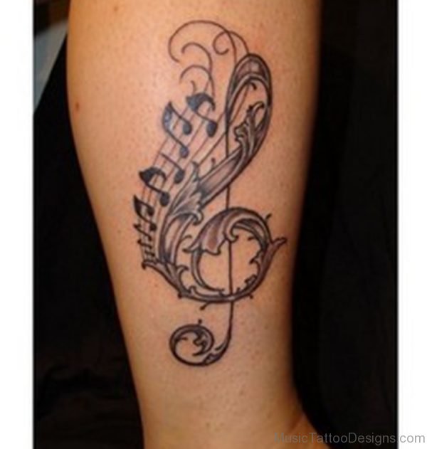 Awesome Music Tattoos On Leg