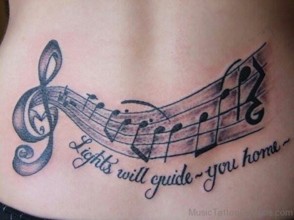 Back Musical Notes Tattoo On Lower Back 