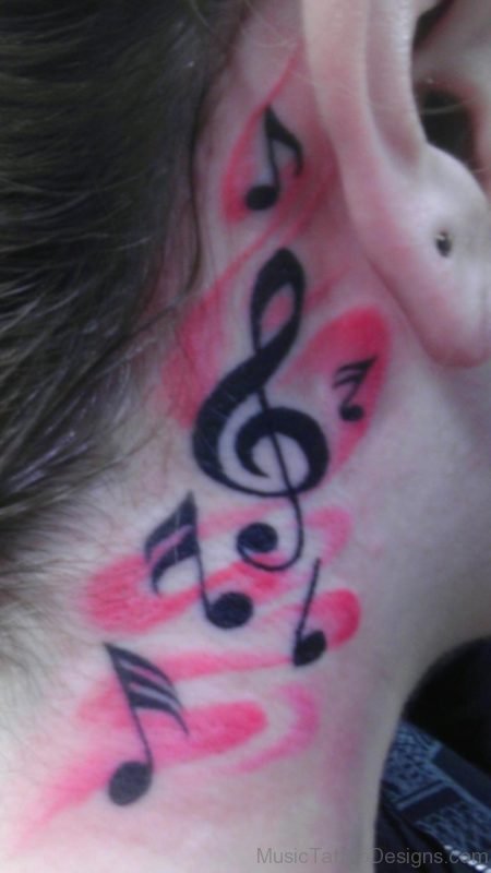 Back Neck Music Tattoo