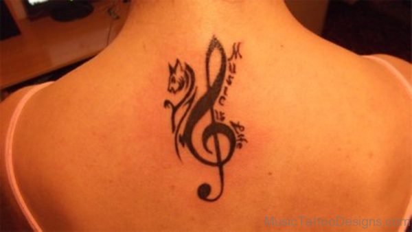 Beautiful Music Tattoo On Nape