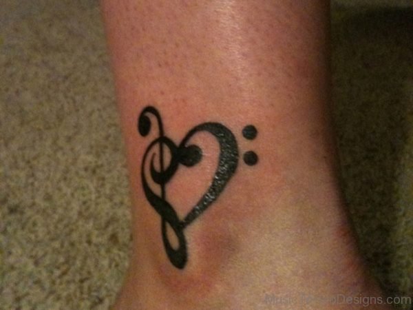 Black Ink Music Heart Tattoo