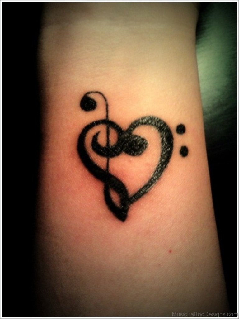 42 Good Music Heart Tattoos On Wrist
