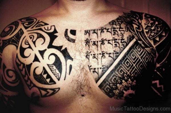 Black Music Tattoo On Chest