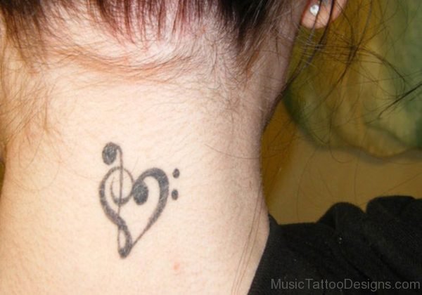 Black Musical heart Tattoo