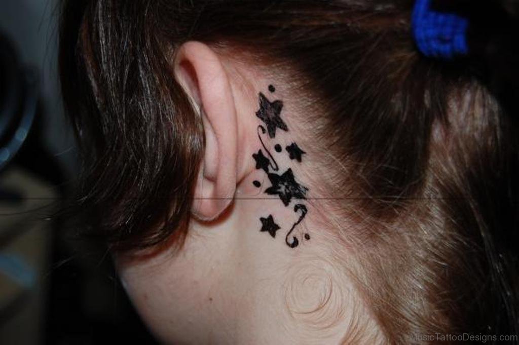 50 Outstanding Music Tattoos On Behind Ear
