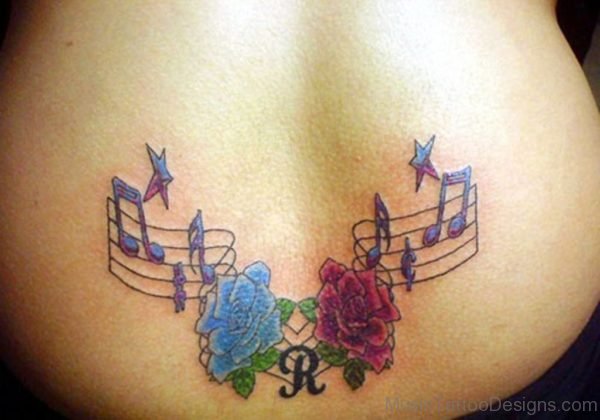 Blue Rose And Music Tattoo