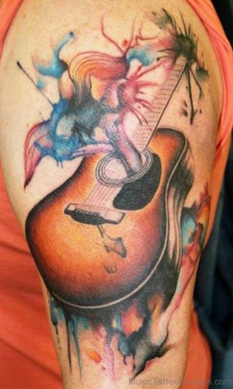 Colored Guitar Tattoo
