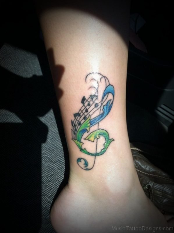 Colored Music Notes Tattoo