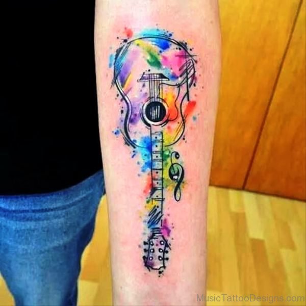 Colorful Guitar Tattoo