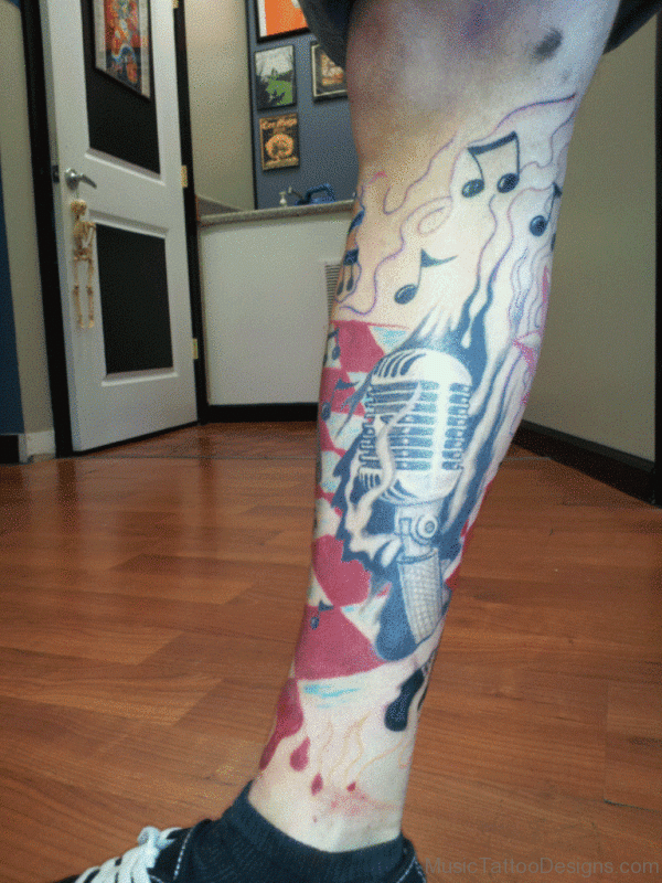 Cool Music Mic Tattoo