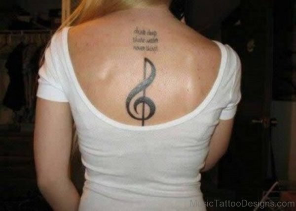 Cool Music Note Tattoo On Back