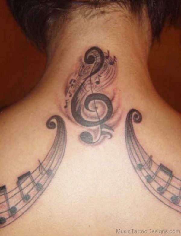 Cute Heart And Music Notes Tattoo
