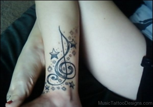 Elegant Music Tattoo Design On Ankle