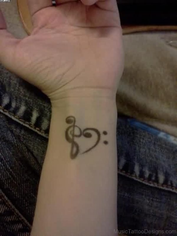 Elegant Musical Heart Tattoo On Wrist
