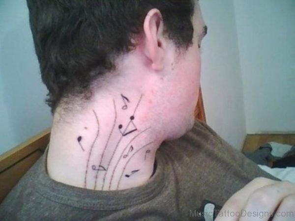 Excellent Music Tattoo On Neck