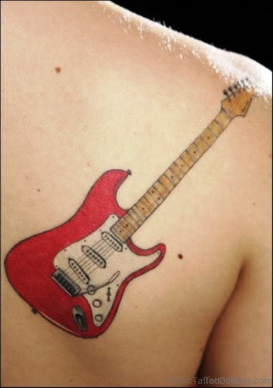 Fabulous Guitar Tattoo On Back