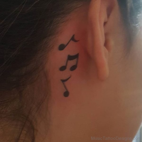 Fabulous Music Nodes Tattoo On Behind Ear