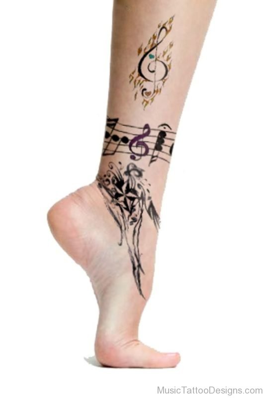 Fabulous Music Tattoo On Ankle