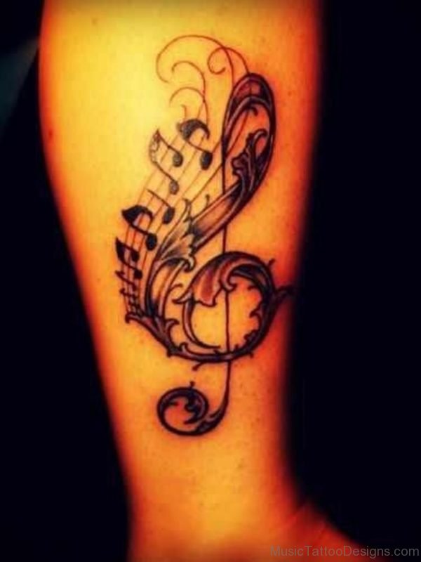 Fancy Music Tattoo On Ankle