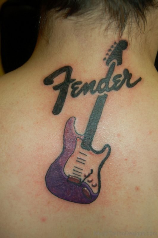 Fender Guitar Tattoo On Back