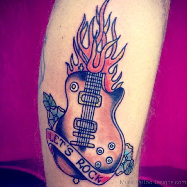 Flaming Guitar Tattoo 
