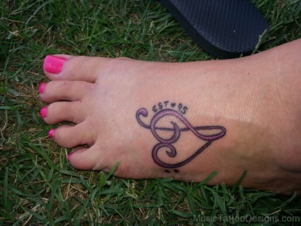 Friendship Music Love Heart Foot Tattoo