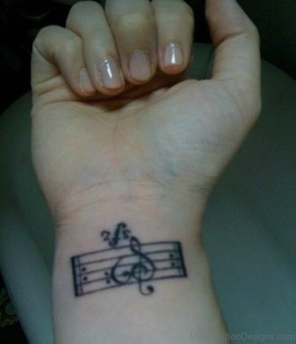 Great Music Heart Tattoo On Wrist