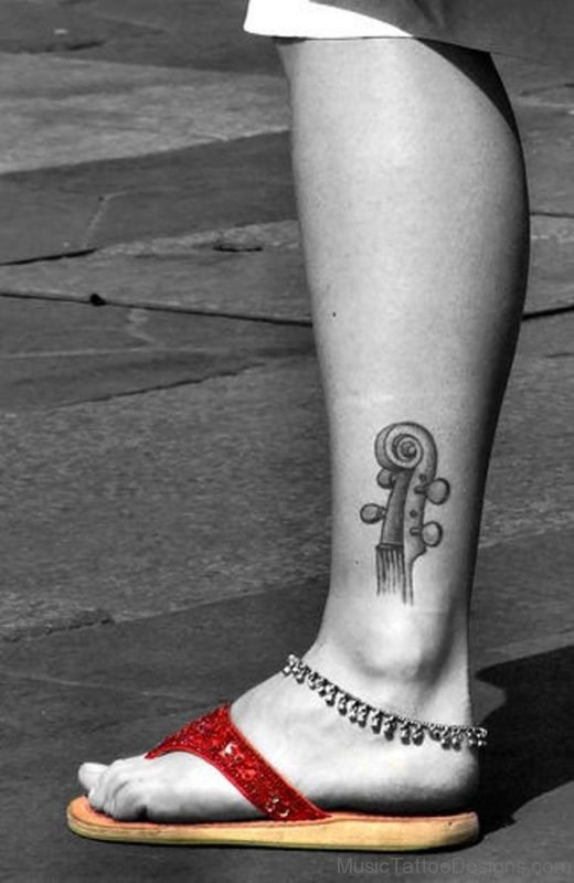 Great Music Tattoo Design On Ankle