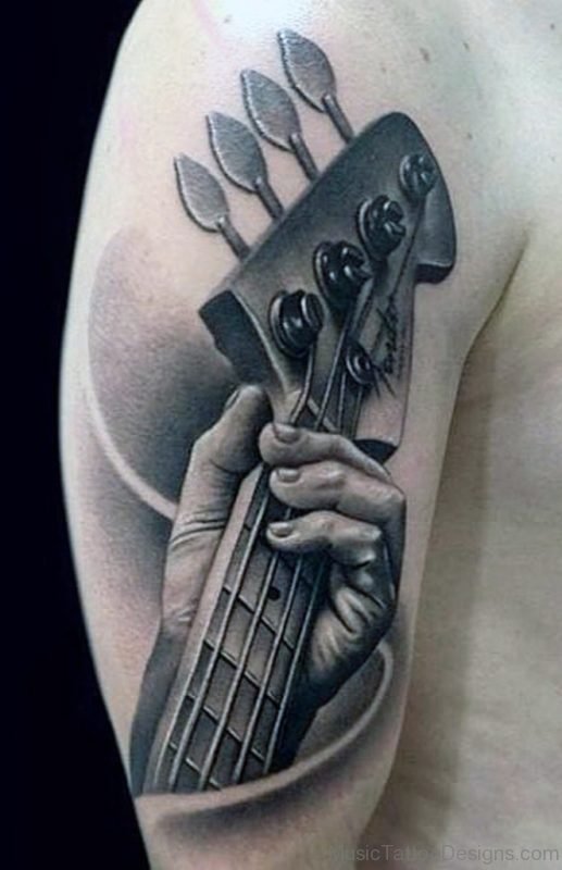 Grey Guitar Tattoo 