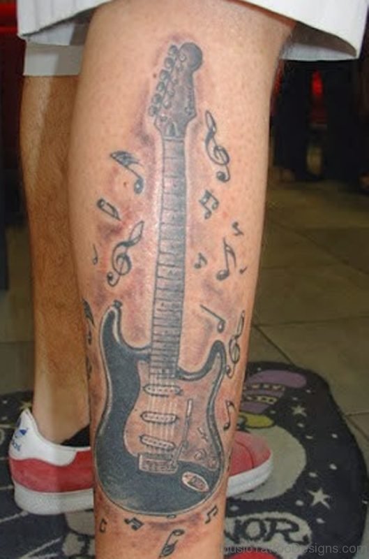 Grey Guitar Tattoo