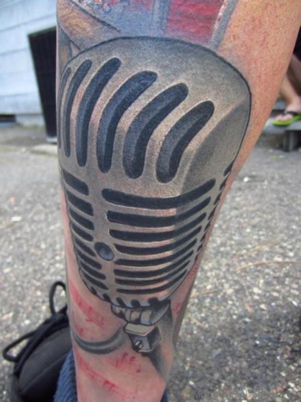 Grey Microphone Tattoo