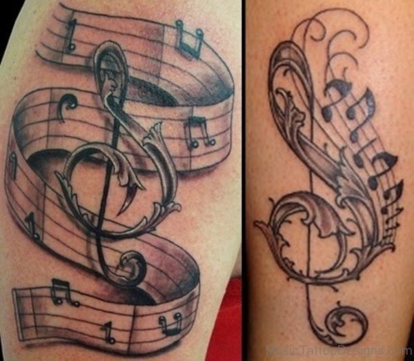 Grey Music Tattoo Design