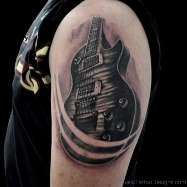 Guitar Ripped Skin Tattoo