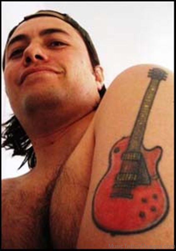 Guitar Tattoo on Shoulder Image