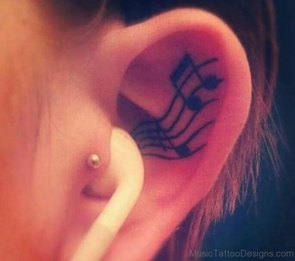 Jessie J Music Notes Tattoo Behind Ear