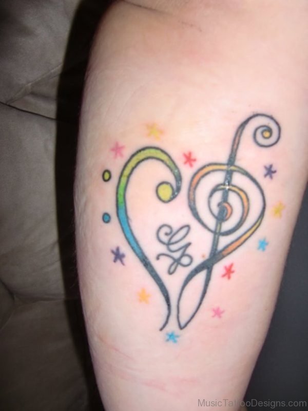 Love Music Tattoo On Leg