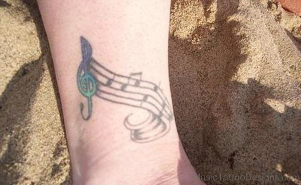 Lovely Music Notes Tattoo On Ankle